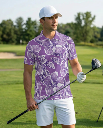 Purple Floral Polo Shirt – Elegant Summer Style | Netecom