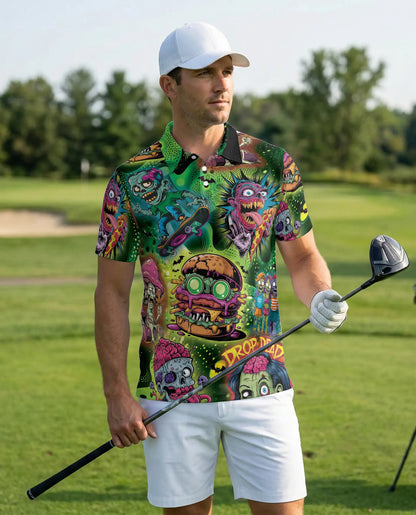 Zombie Skateboard Burger 3D Polo Shirt – Retro Graphic | Netecom