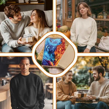Ice and Fire Dragon Sweatshirt, 3D All Over Print Fantasy Dragon Crewneck Pullover for Men Women, Dragon Lover Gift - Netecom