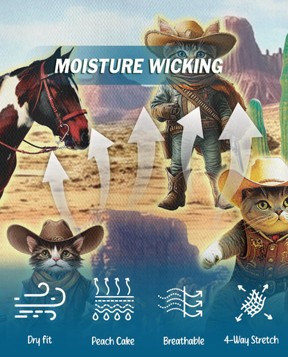 Vintage Desert Cowboy Cats Polo Shirt for Men – Western Animal Style | Netecom