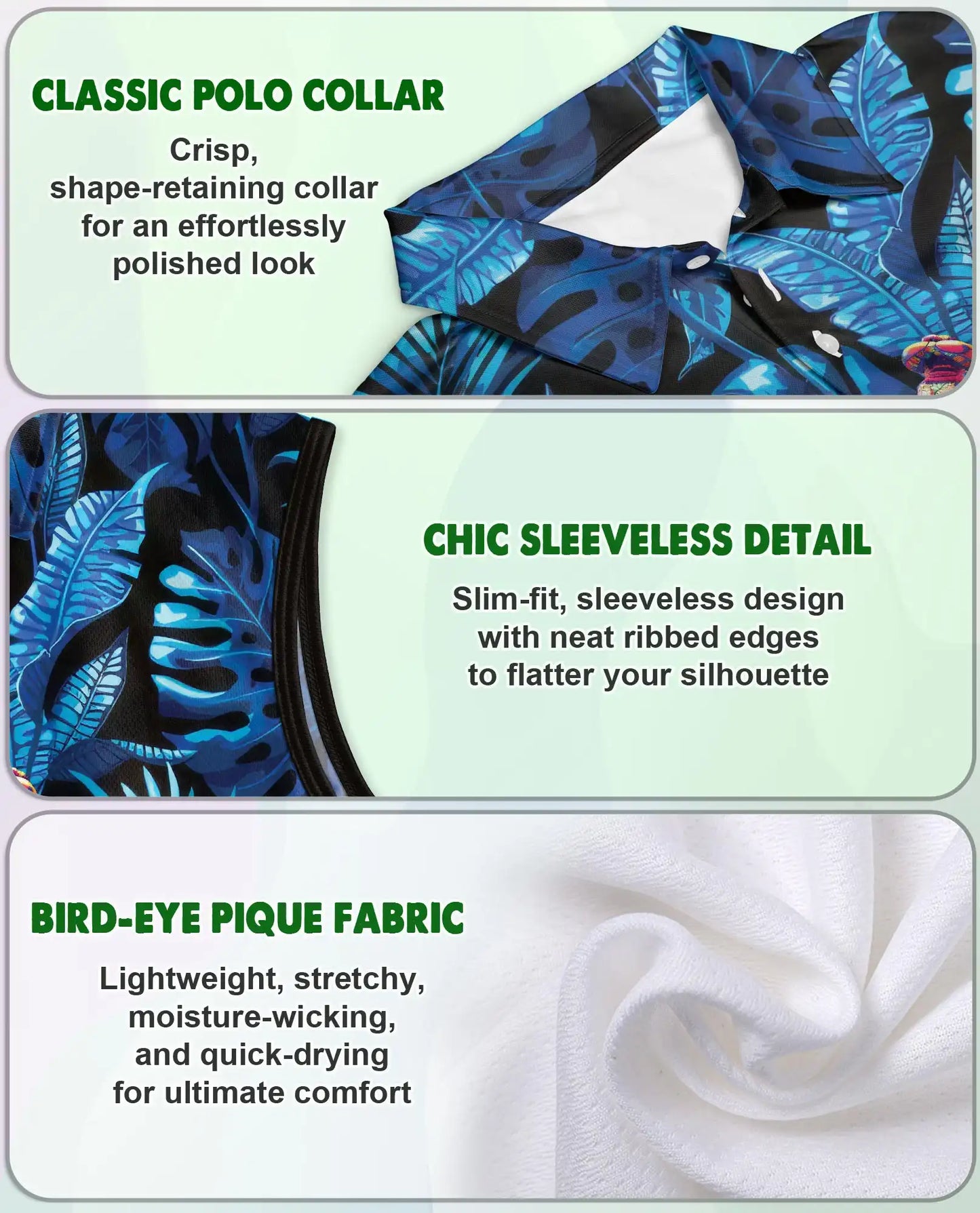 Amazing Dragonfly Blue Tropical Sleeveless Polo Shirt for Women | Netecom