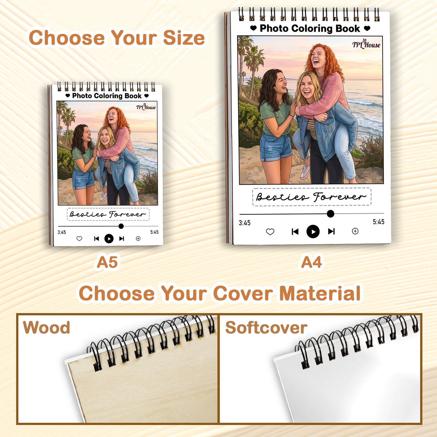 Custom Photo Coloring Book for Besties, Personalized Best Friend Memory Gift
