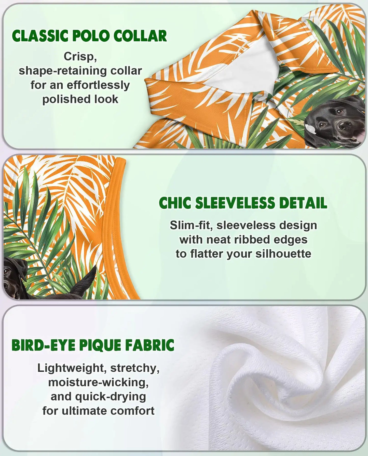 Black Labrador Tropical Sleeveless Polo Shirt for Women – Cute Dog Summer Style | Netecom