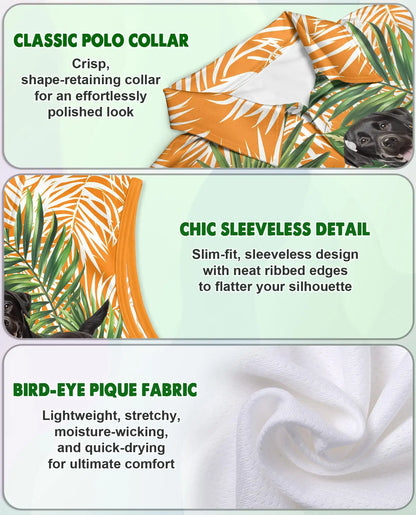 Black Labrador Tropical Sleeveless Polo Shirt for Women – Cute Dog Summer Style | Netecom