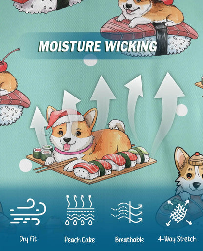 Cute Corgi Sushi Polo Shirt for Men - Funny Japanese Food | Netecom
