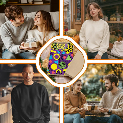 80s Retro Pattern Sweatshirt, 3D All Over Print Vintage Geometric Crewneck Pullover for Men Women, Retro 80s Lover Gift - Netecom