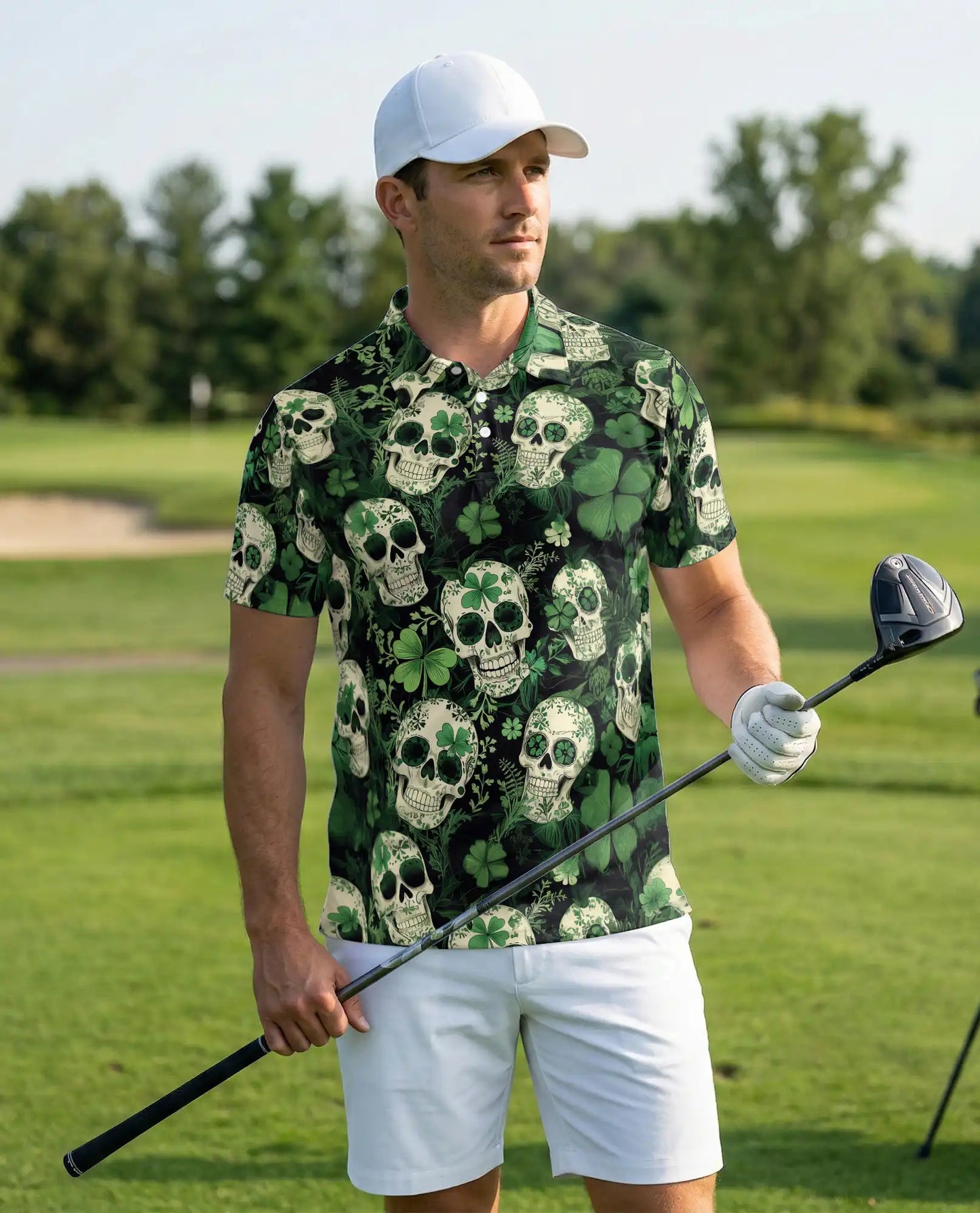 St. Patrick’s Day Skull Shamrock Polo Shirt | Netecom