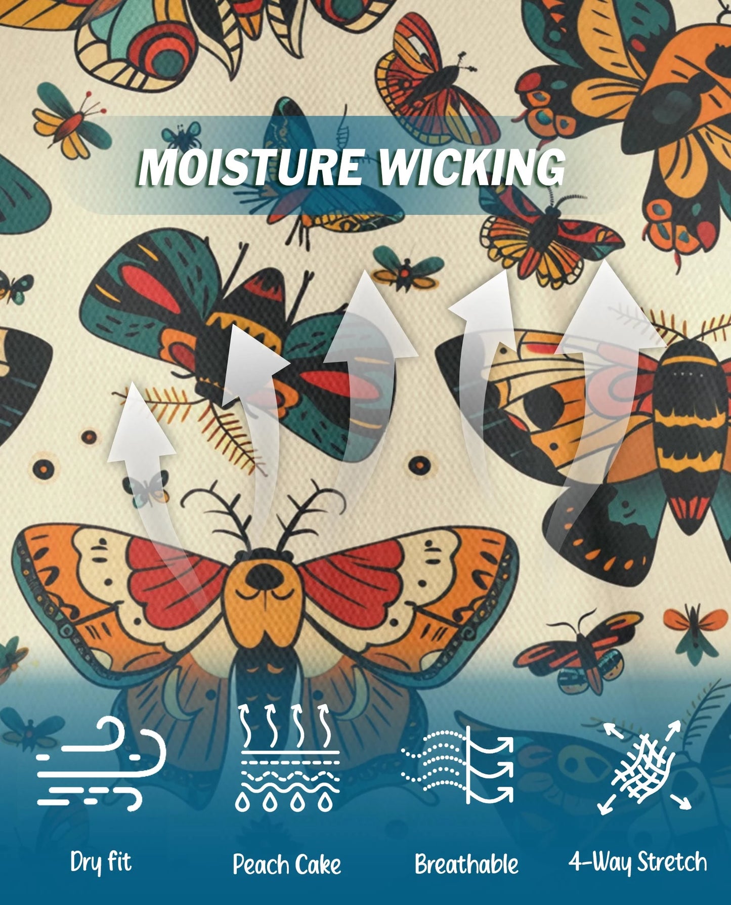 Vintage Butterfly Pattern Polo Shirt for Men – Retro Floral Nature Style | Netecom