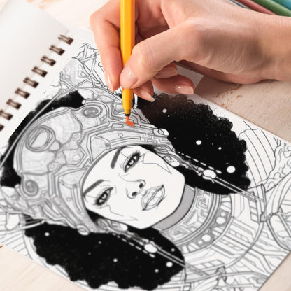 Afrofuturism Women Spiral Bound Coloring Book: 30 Breathtaking Coloring Pages, Showcasing Afrofuturist Women as Visionaries, Shaping a Future of Equality and Empowerment