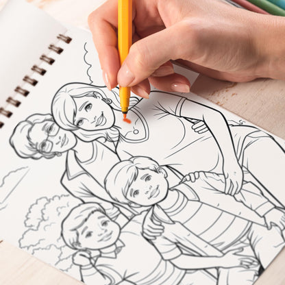 LGBTQ Family Spiral Bound Coloring Book, Explore 30 Intriguing Coloring Pages, Depicting LGBTQ Families with Their Unique Stories, Traditions, and Experiences