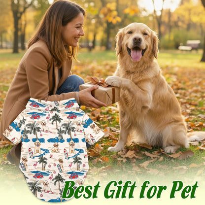 Goldendoodle Tree Beach Print Hawaii Dog and Owner Matching Button Shirts