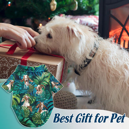 Netecom Matching Boer Goat Hawaiian Shirt for Dog and Owner, Aloha Summer Shirt, Goat Lover Print Button Down Outfit for Pet and Human, Beach Vacation Casual Wear