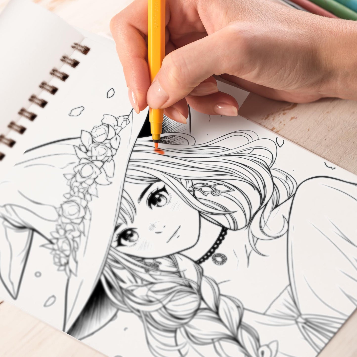 Pop Anime Modern Witch Spiral Bound Coloring Book, Indulge in 30 Dazzling Coloring Pages, Fostering Focus and Creativity as You Immerse Yourself in the World of Vibrant Mystic Charm