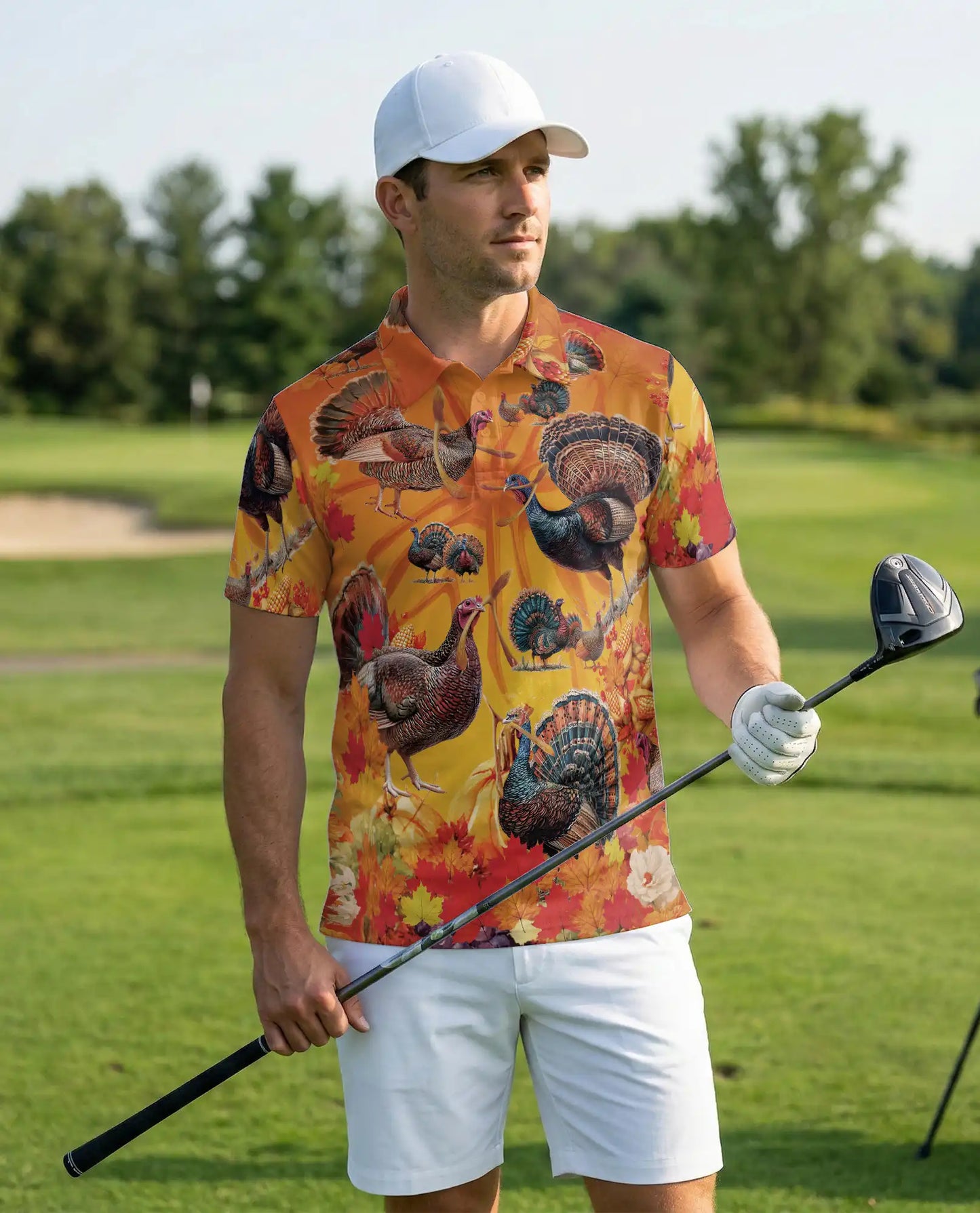 Thanksgiving Turkey Hawaiian Polo Shirt for Men | Netecom