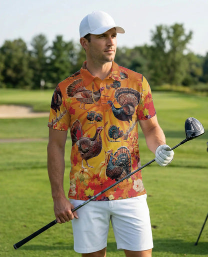 Thanksgiving Turkey Hawaiian Polo Shirt for Men | Netecom