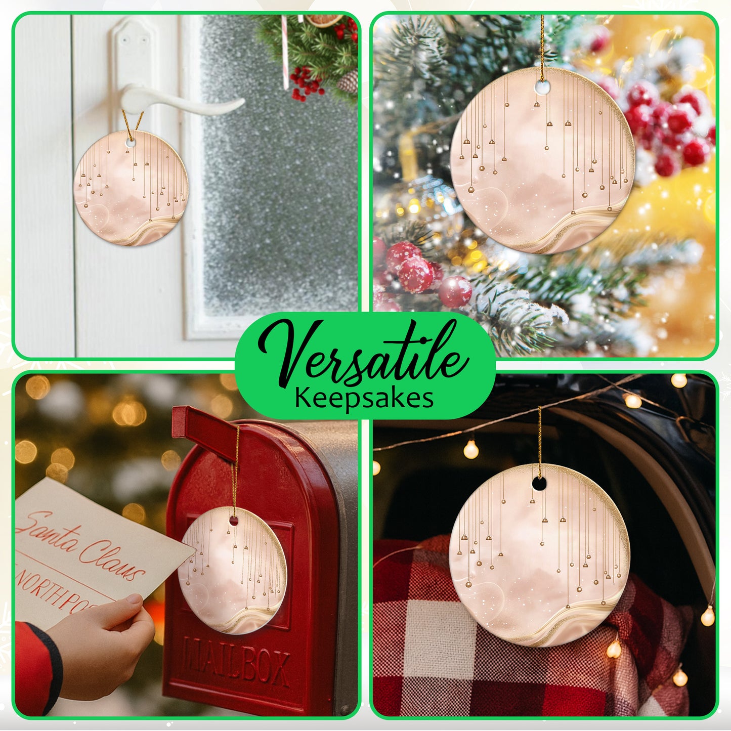 Netecom Elegant Pink Baubles Christmas Ornaments, Ceramic Hanging Balls with Glitter Keepsake Ornament for Xmas Tree Decorations, Gifts for Holiday, Party, Home Decor