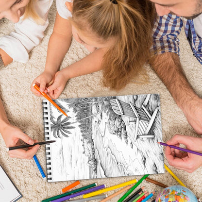 Beach Landscapes Spiral Bound Coloring Book, Beautiful Beach Scenes for a Relaxing Coastal Getaway, Ideal for Beach Lovers and Dreamy Artists