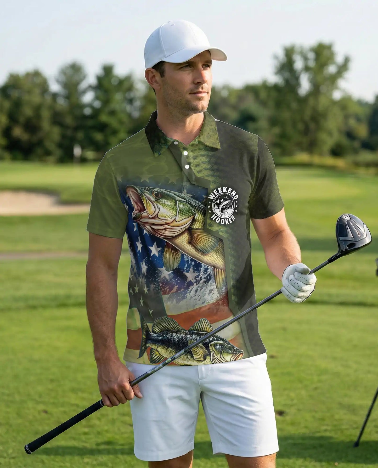 Weekend Hooker Bass Fishing 3D Polo Shirt for Men – Patriotic Angler Style | Netecom