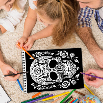 Sugar Skulls Spiral Bound Coloring Book, Vibrant Sugar Skulls for a Cultural and Artistic Journey, Great for Fans of Day of the Dead and Folk Art