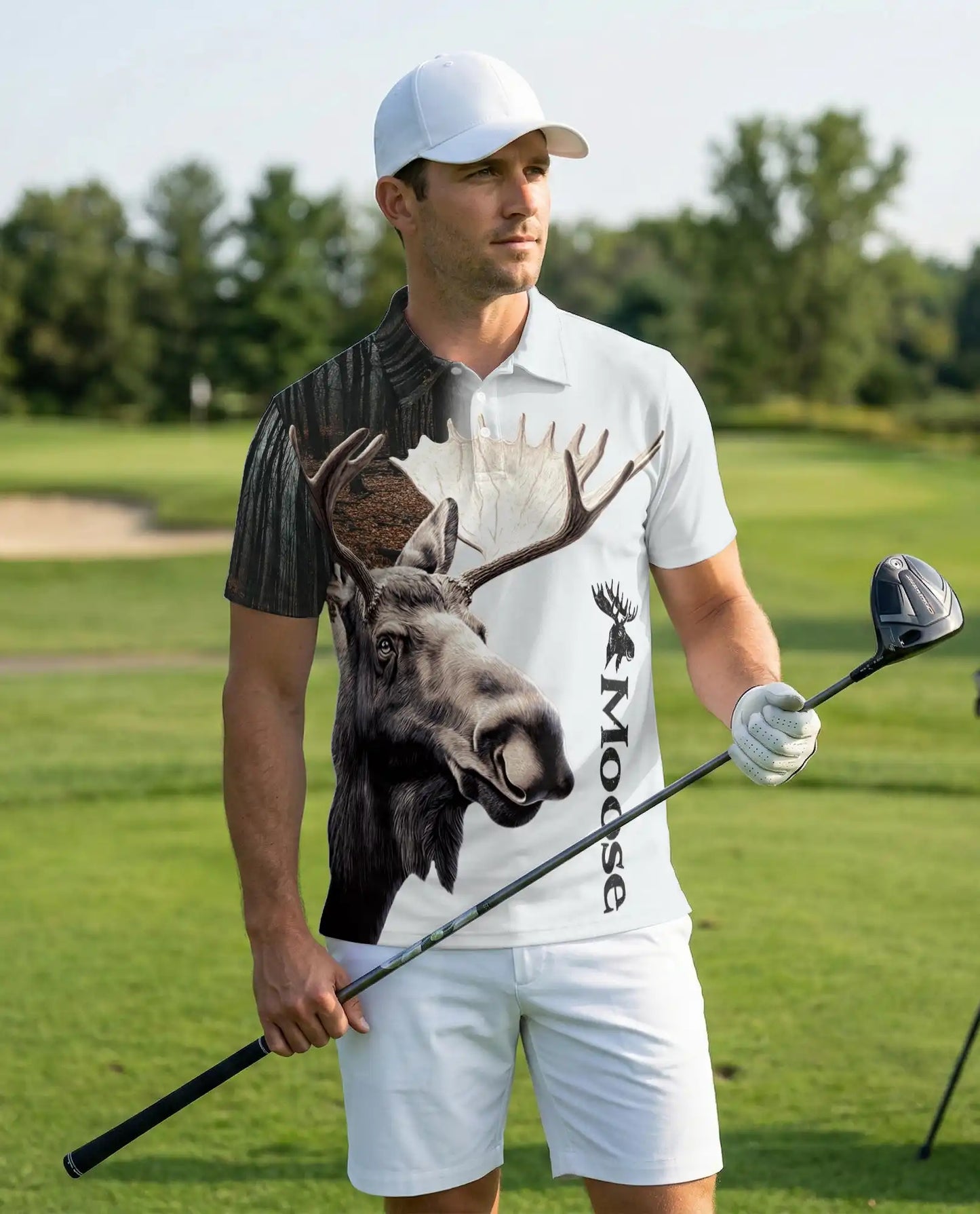 Moose Polo Shirt – Wildlife Forest Animal Print | Netecom