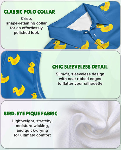 Yellow Rubber Duck Sleeveless Polo Shirt for Women | Netecom