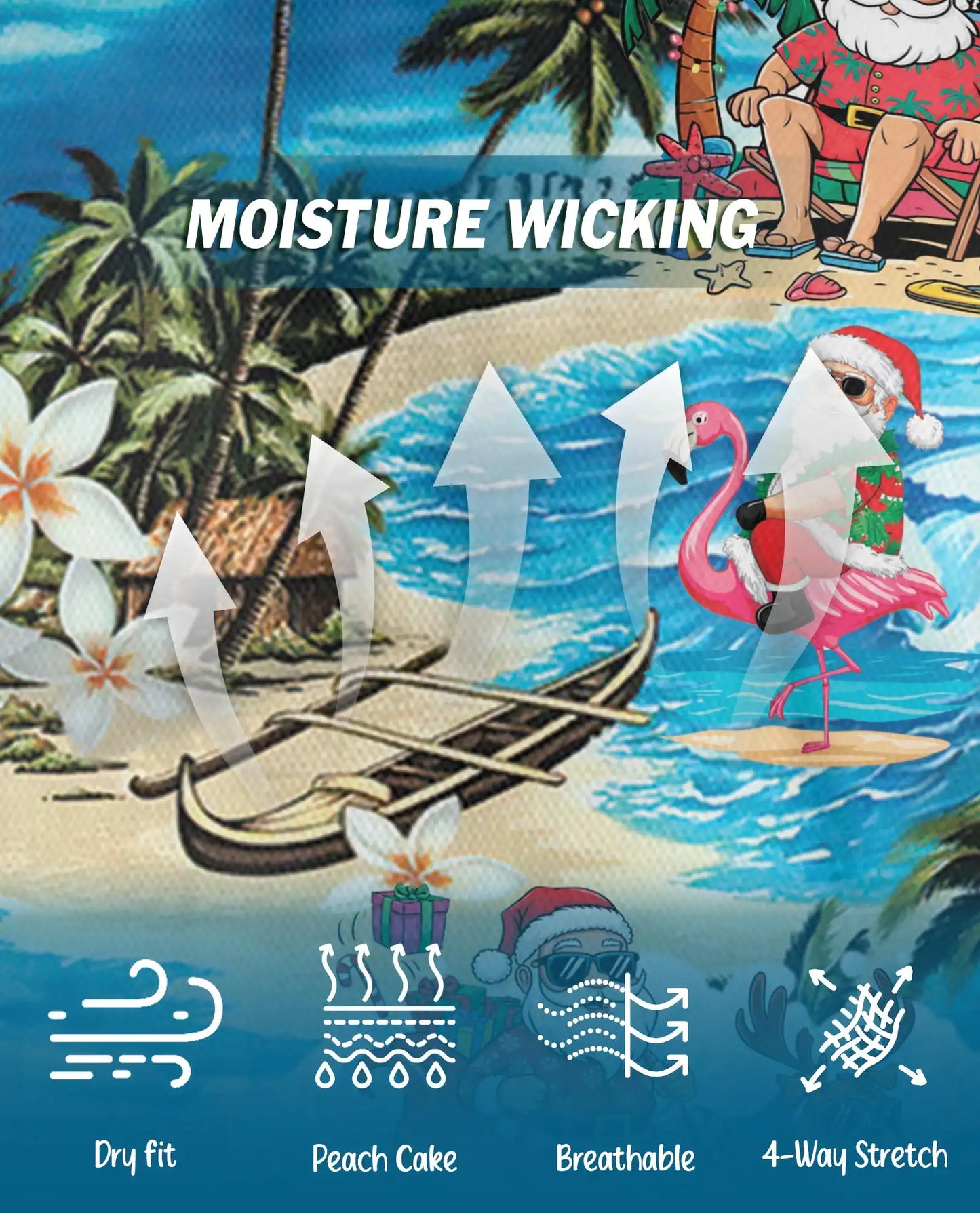 Surfing Santa 3D Polo Shirt for Men – Tropical Christmas Beach Style | Netecom