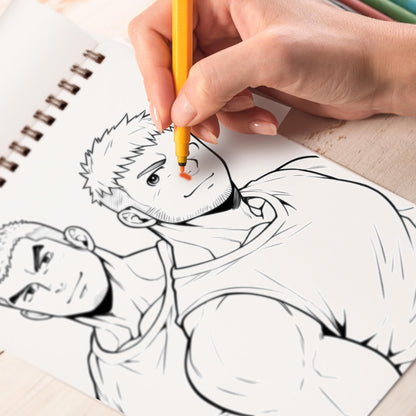 Gay PT Gym Spiral Bound Coloring Book, Explore the Vibrant World of LGBTQ+ Individuals at the Gym with 30 Exquisitely Illustrated Coloring Pages.