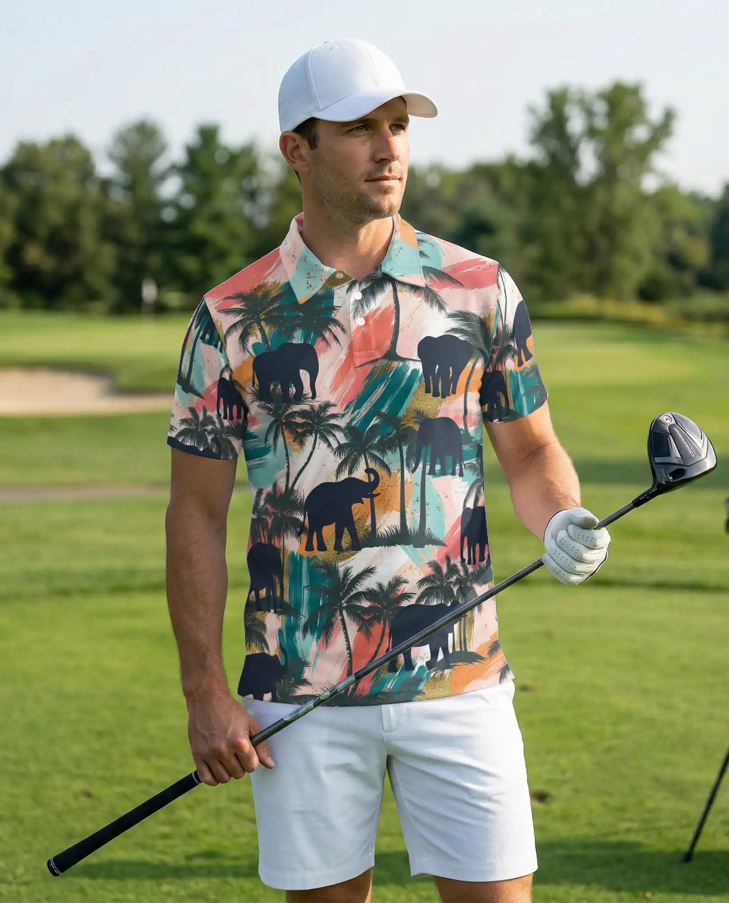 Elephant Tropical Polo Shirt – Sunset Jungle Print | Netecom