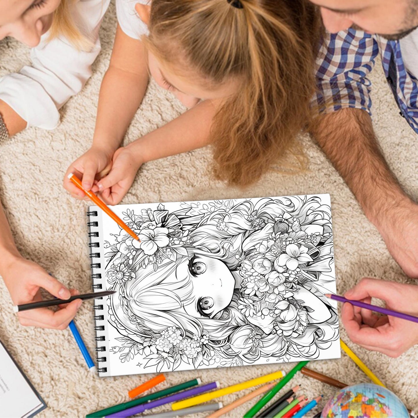 Chibi Girls Spiral Bound Coloring Book, Adorable Chibi Girls in Various Cute Scenes, Ideal for Fans of Anime and Kawaii Artistic Expression