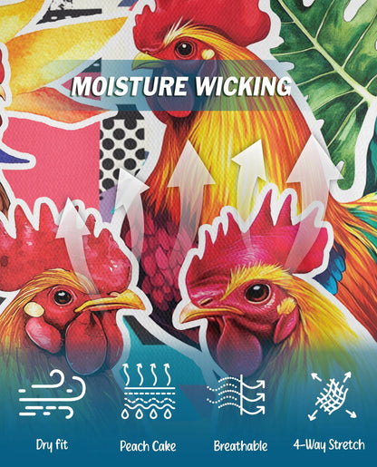 Tropical Rooster Polo Shirt for Men – Colorful Farm Animal Style | Netecom