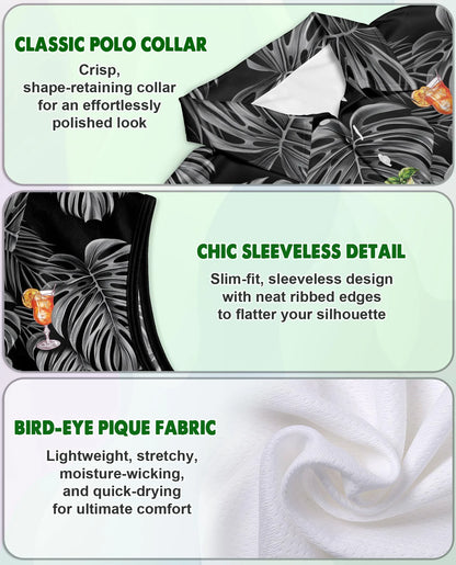 Proud Bartender Cocktails Tropical Sleeveless Polo Shirt for Women | Netecom