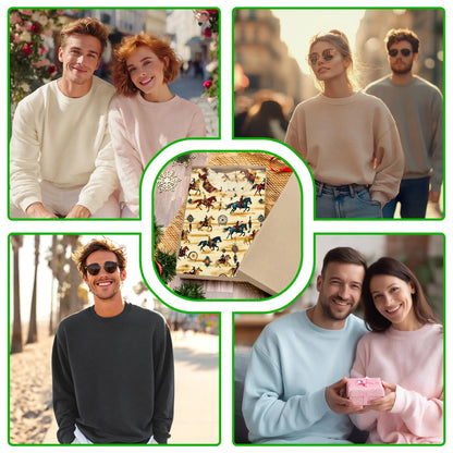 Wild Horse Sweatshirt, 3D All Over Print Mustang Western Crewneck Pullover for Men Women, Horse Lover Gift - Netecom