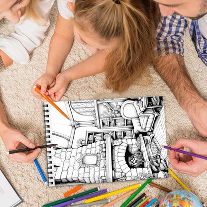 Home Sweet Home Spiral Bound Coloring Book, Cozy Home Scenes for a Heartwarming Art Experience, Perfect for Those Seeking Comfort and Nostalgia