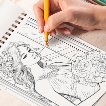 Bride Spiral Bound Coloring Book, Discover the Grace and Glamour of Brides with 30 Captivating Coloring Pages that Showcase the Splendor of Bridal Fashion and Celebrations