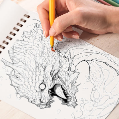 Oceanic Monsters Spiral Bound Coloring Book, Indulge in 30 Dazzling Coloring Pages, Fostering Focus and Creativity as You Confront the Terrifying Creatures of the Deep