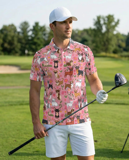 Cute Chihuahua Floral Pattern Polo Shirt | Netecom