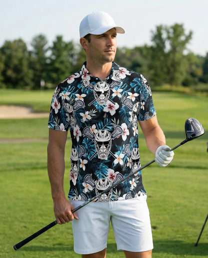 Tropical Lacrosse 3D Polo Shirt for Men – Floral Island Sports Style | Netecom