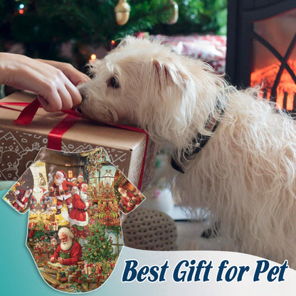 Netecom Matching Vintage Santa Claus Christmas Aloha Hawaiian Shirt for Dog and Owner, Aloha Summer Shirt, Retro Holiday Santa Print Outfit for Pet and Human, Beach Vacation Casual Wear