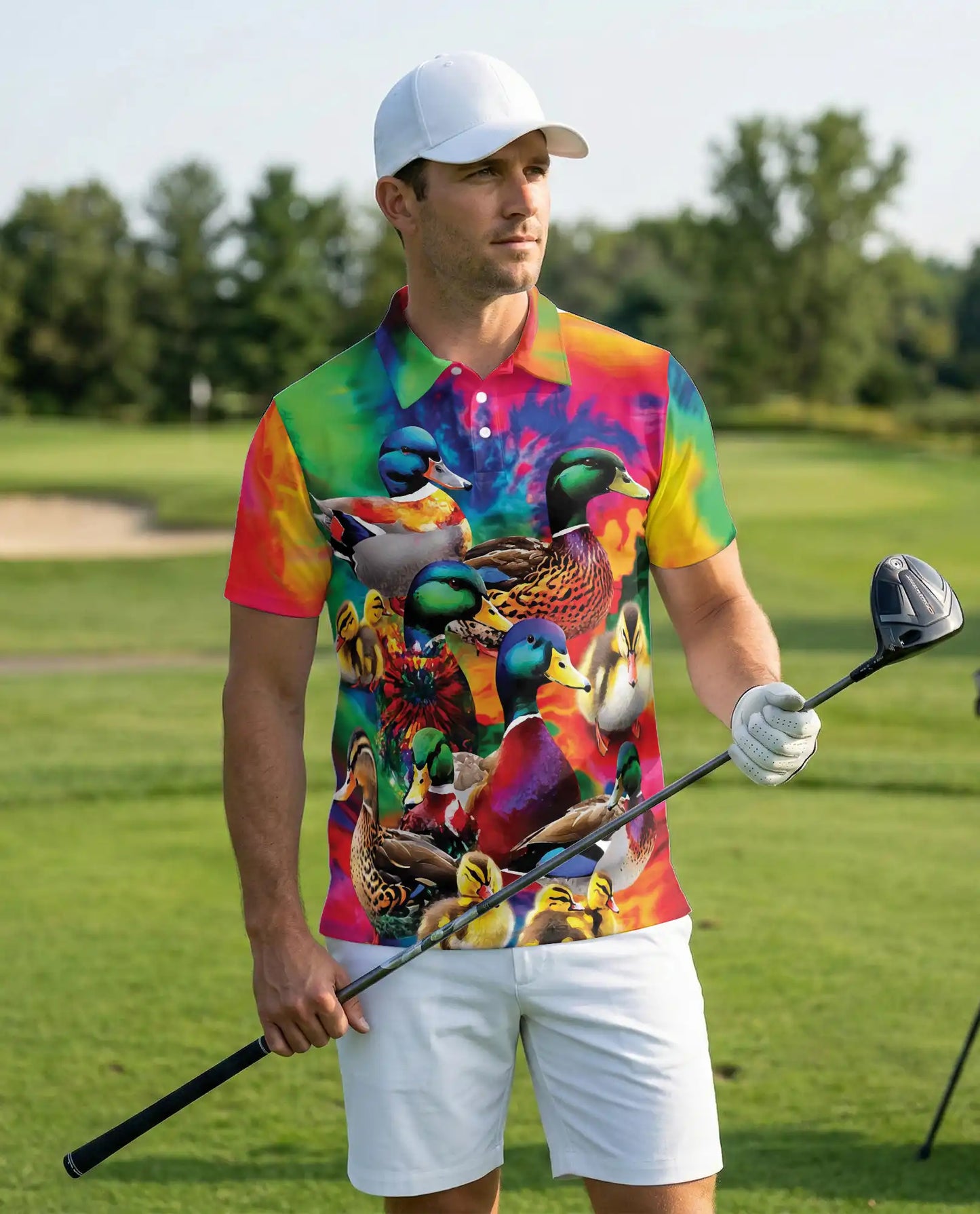 Mallard Duck Polo Shirt for Men- Colorful Duck Hunting Shirt | Netecom