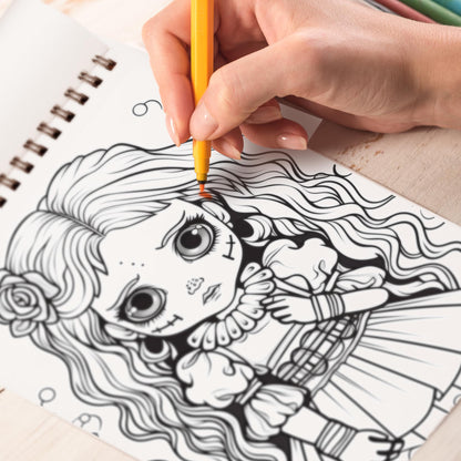 Creepy Doll Spiral Bound Coloring Book, Discover 30 Serene Coloring Pages, Inviting You to Color Dolls with a Gothic Twist and Haunting Details