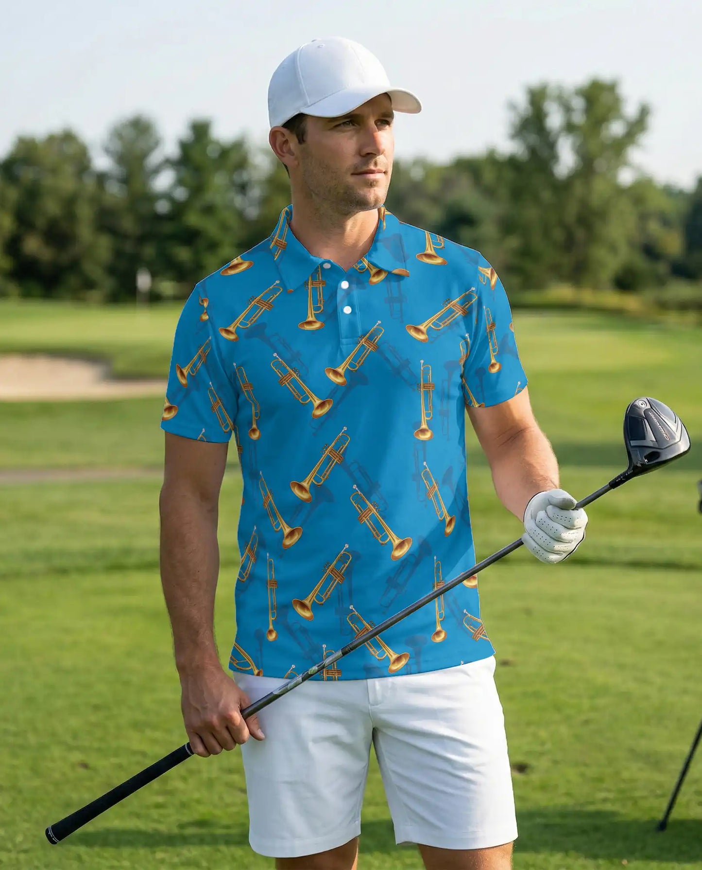 Trumpet Music Hawaiian 3D Polo Shirt for Men | Netecom