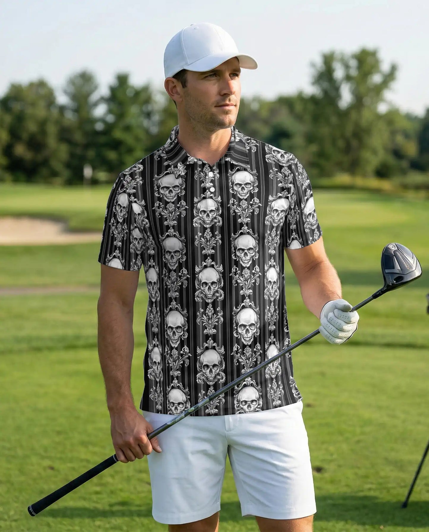 Skull Gothic Pattern Polo Shirt | Netecom