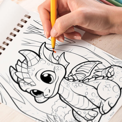 Baby Woodland Dragon Spiral Bound Coloring Book, Discover the Enchanting World of Baby Woodland Dragons with 30 Exquisite Coloring Pages that Showcase the Playful and Endearing Nature of these Cute Creatures