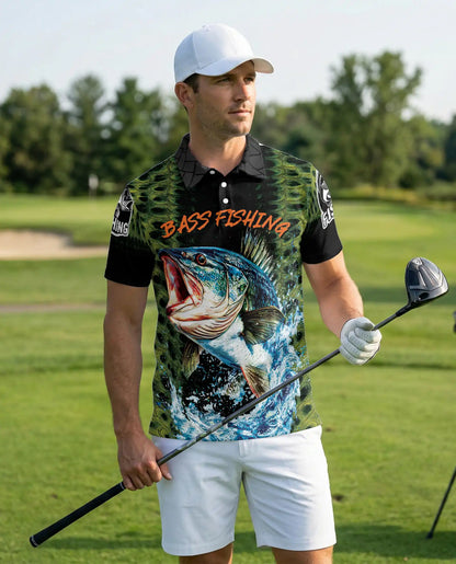 Bass Fishing 3D Polo Shirt for Men – Freshwater Angler Outdoor Style | Netecom