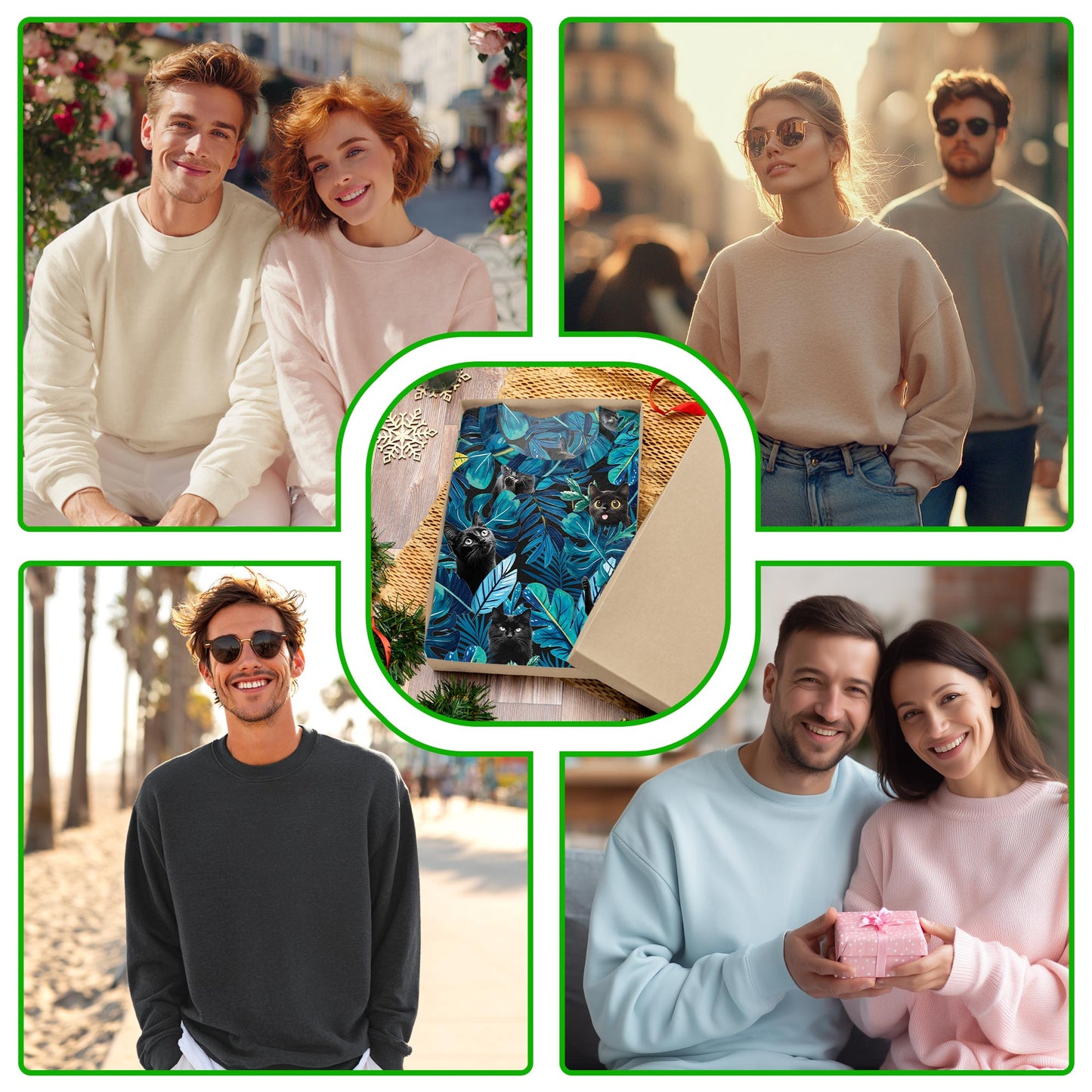 Black Cat Sweatshirt, 3D All Over Print Mystical Cat Crewneck Pullover for Men Women, Black Cat Lover Gift - Netecom