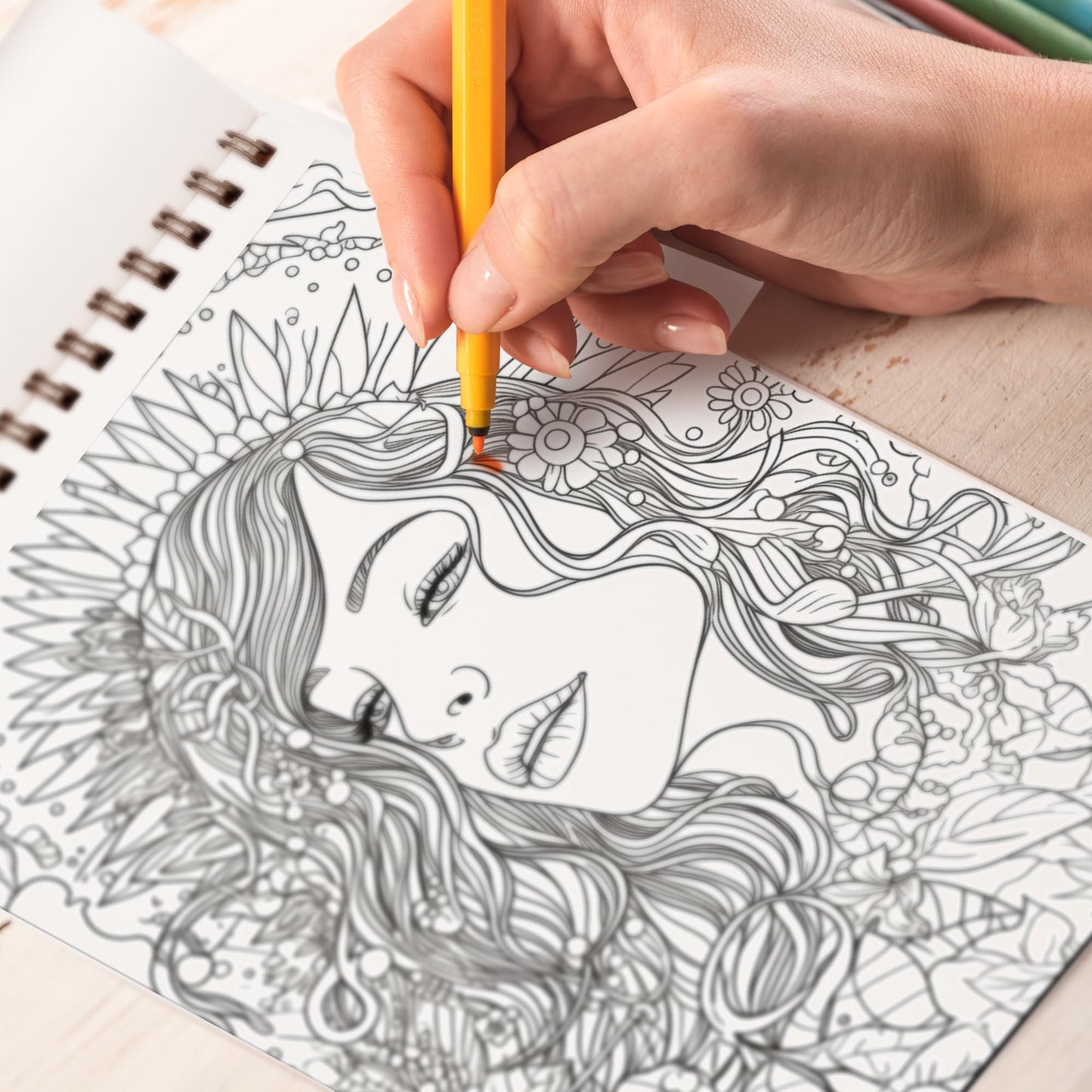 Beauty of Boho Spiral Bound Coloring Book, Amazing Coloring Collection of Bohomian Woman with High Quality Illustration for Adults to Relax and Unwind