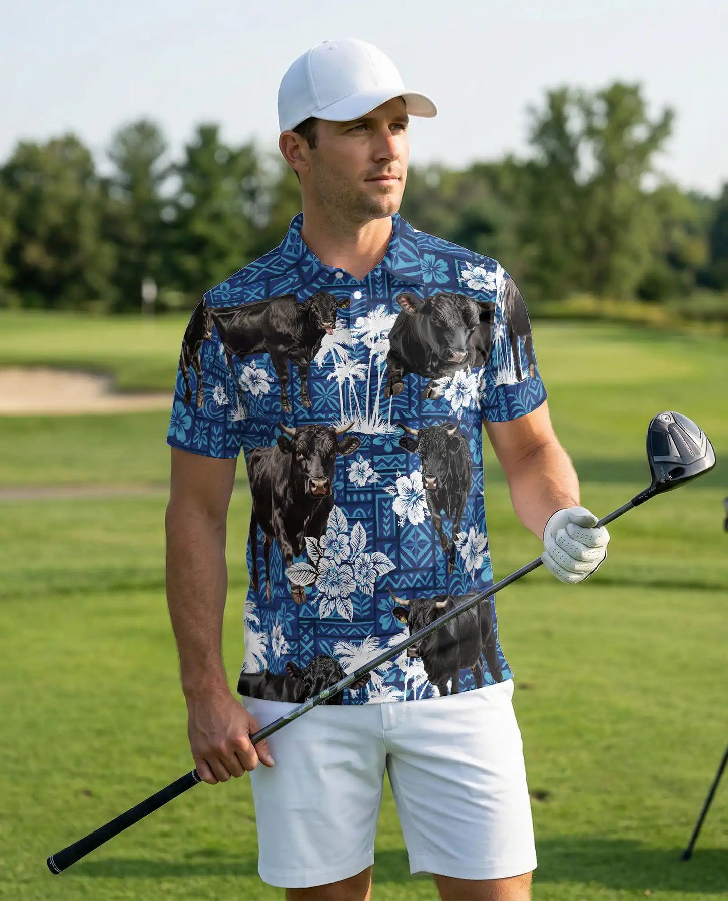 Black Cow Tropical Polo Shirt – Island Floral Print | Netecom
