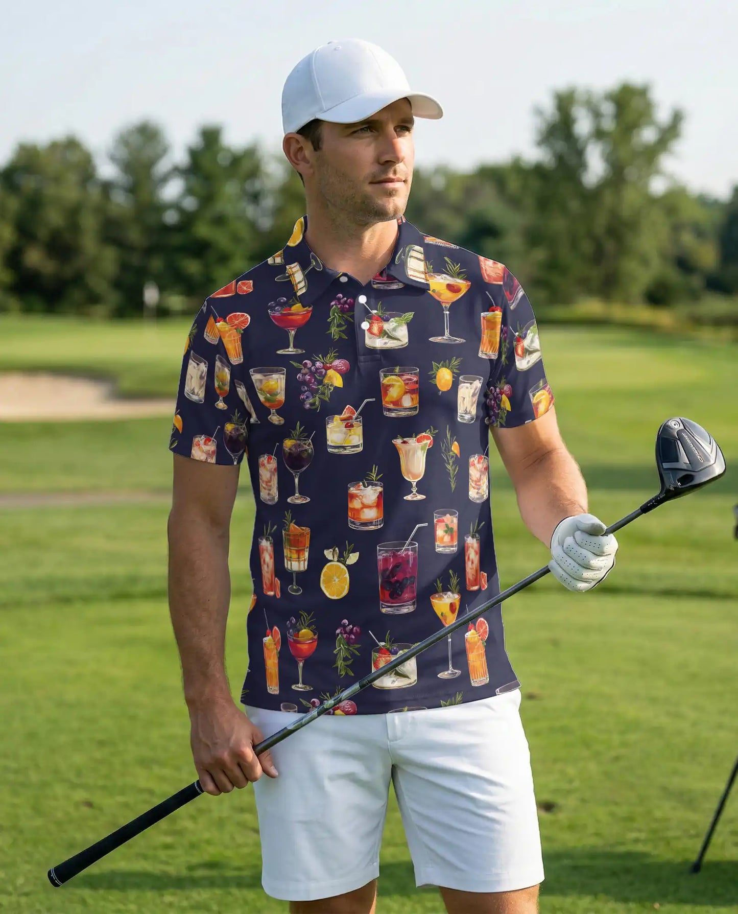 Cocktail Print Polo Shirt – Summer Drink Party Style | Netecom