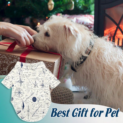 Netecom Matching Math Teacher Aloha Hawaiian Shirt for Dog and Owner, B&W Pattern Summer Shirt, Coordinated Button Down Wear for Pet and Human, Casual School Season Outfit