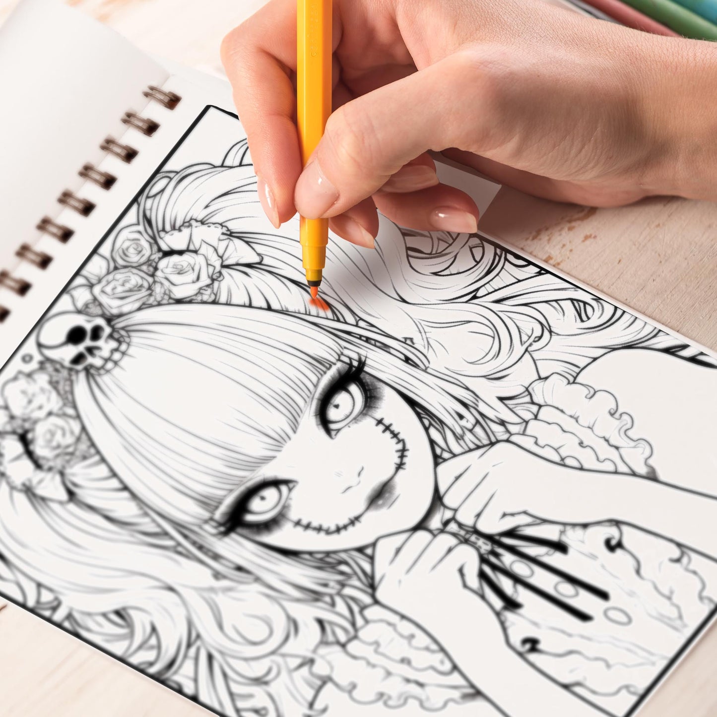 Creepy Anime Girl Spiral Bound Coloring Book, Unleash Your Creativity with 30 Captivating Coloring Pages, Featuring Hauntingly Beautiful Anime Girls